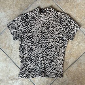 John Galt cheetah print Mock Turtleneck—Brandy Melville 'Ashlyn Top' w/mock neck